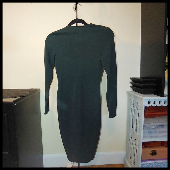 Express Green Bodycon V-neck, XS - Picture 3 of 4